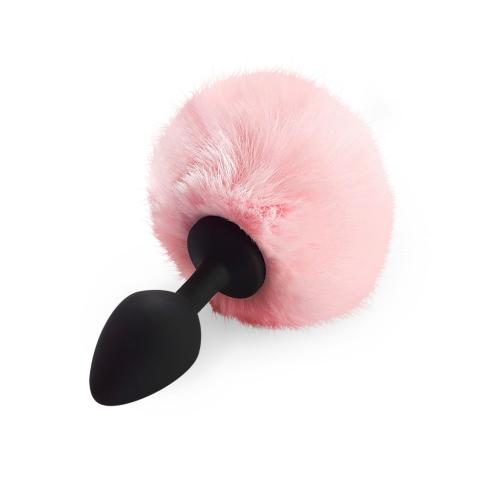 Силиконовая анальная пробка М Art of Sex - Silicone Bunny Tails Butt plug, розовая