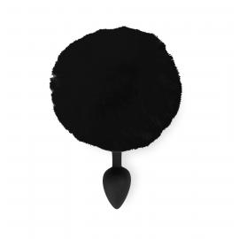 Силіконова анальна пробка М Art of Sex - Silicone Bunny Tails Butt plug, чорна - 4