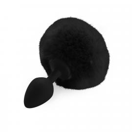 Силіконова анальна пробка М Art of Sex - Silicone Bunny Tails Butt plug, чорна - 1