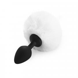 Силіконова анальна пробка М Art of Sex - Silicone Bunny Tails Butt plug, біла - 1