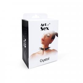 Чокер серце з великими шипами, із натуральної шкіри Art of Sex - Crystal, колір Чорний - 5