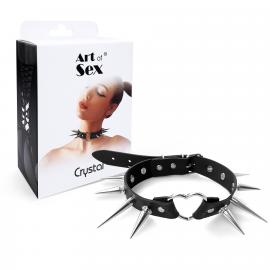 Чокер серце з великими шипами, із натуральної шкіри Art of Sex - Crystal, колір Чорний - 2