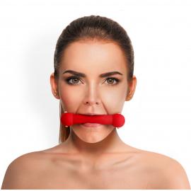 Кляп Палиця, силікон та натуральна шкіра, Art of Sex - Gag Stick Silicon, Червоний - 1
