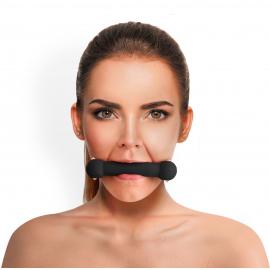 Кляп Палиця, натуральна шкіра, силікон та Art of Sex - Gag Stick Silicon, Чорний - 1