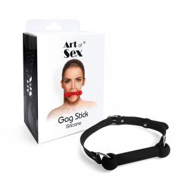 Кляп Палиця, натуральна шкіра, силікон та Art of Sex - Gag Stick Silicon, Чорний - 3