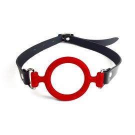 Кляп силіконове кільце натуральна шкіра, Gag ring внутрішній діаметр кільця 40 мм, Червоний - 2