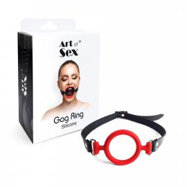 Кляп силіконове кільце натуральна шкіра, Gag ring внутрішній діаметр кільця 40 мм, Червоний - 4
