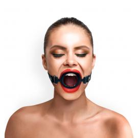 Кляп силіконове кільце натуральна шкіра, Gag Ring внутрішній діаметр кільця 40 мм, Чорний - 1