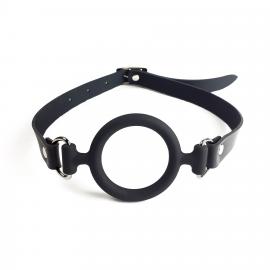 Кляп силіконове кільце натуральна шкіра, Gag Ring внутрішній діаметр кільця 40 мм, Чорний - 3