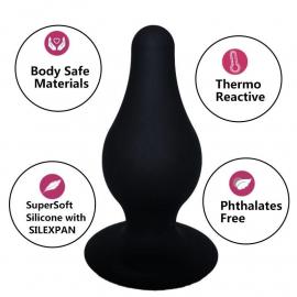 Анальна пробка SilexD (Model 2 size М) Blue двошарова, силікон+Silexpan - 4