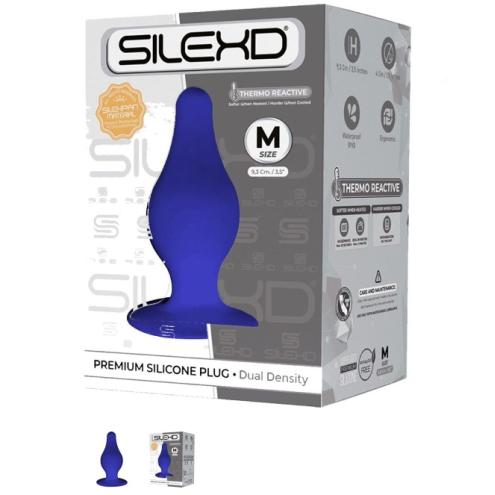 Анальная пробка SilexD (Model 2 size М) Blue двухслойная, силикон+Silexpan