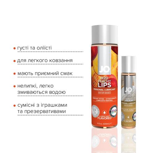 Комплект смакових лубрикантів System JO GWP Peachy Lips 120 мл та H2O Vanilla 30 мл