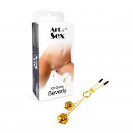 Затискач для клітора з бубонцями Art of Sex - Beverly clit clamp, Золото - 3