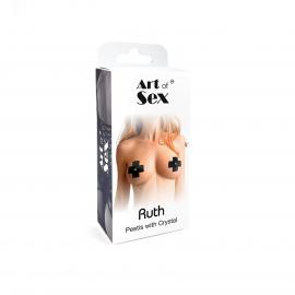 Сексуальные наклейки на грудь со стразом Art of Sex - Ruth pestis with Crystal, Черный - 2