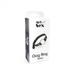 Кляп Металеве кільце з натуральної шкіри Art of Sex - Gag Ring Metal, колір Чорний - 2