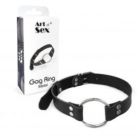 Кляп Металеве кільце з натуральної шкіри Art of Sex - Gag Ring Metal, колір Чорний - 4