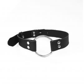 Кляп Металеве кільце з натуральної шкіри Art of Sex - Gag Ring Metal, колір Чорний - 1