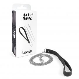 Повідець на ланцюжку з натуральної шкіри Art of Sex - Leash - 3