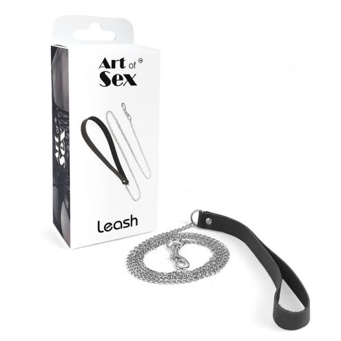 Повідець на ланцюжку з натуральної шкіри Art of Sex - Leash