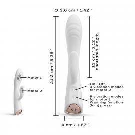 Вібратор-кролик з підігрівом Dorcel FLEXI RABBIT WHITE, гнучкий ствол - 3