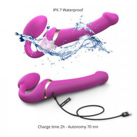 Безремневий вібрострапон із вакуумною стимуляцією Strap-On-Me MULTI ORGASM Fuchsia M - 10