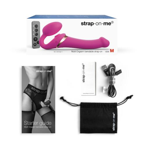 Безремневой вибрострапон с вакуумной стимуляцией Strap-On-Me MULTI ORGASM Fuchsia M