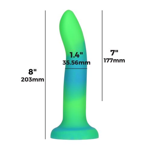 Светящийся в темноте фаллоимитатор ADDICTION - Rave - 8  Glow in the Dark Dildo - Blue Green