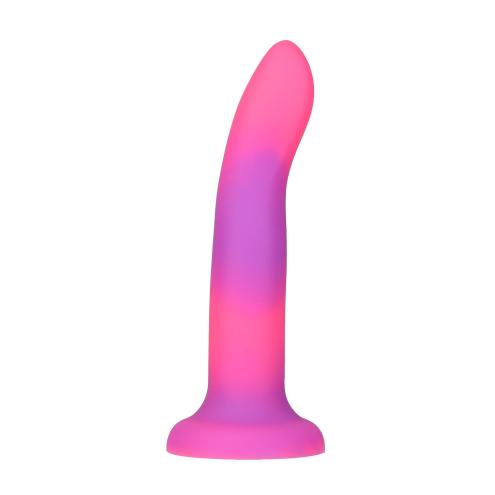 Светящийся в темноте фаллоимитатор ADDICTION - Rave - 8  Glow in the Dark Dildo - Pink Purple