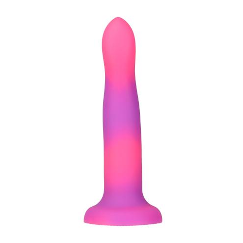 Светящийся в темноте фаллоимитатор ADDICTION - Rave - 8  Glow in the Dark Dildo - Pink Purple