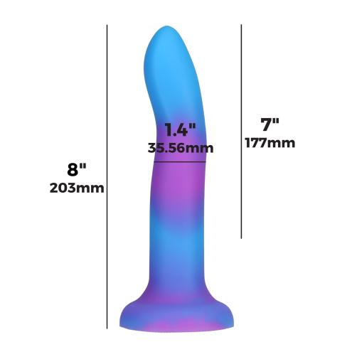 Светящийся в темноте фаллоимитатор ADDICTION - Rave - 8  Glow in the Dark Dildo - Blue Purple