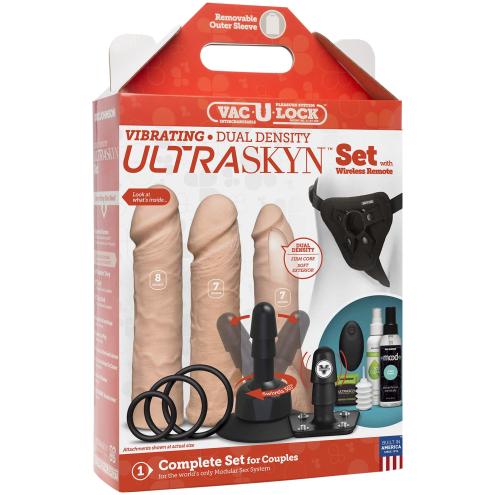 Набір для страпону Doc Johnson Vac-U-Lock VIBRATING Dual Density ULTRASKYN Set