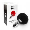 Металева анальна пробка М Art of Sex - Metal Butt plug Rabbit Tail, Чорний