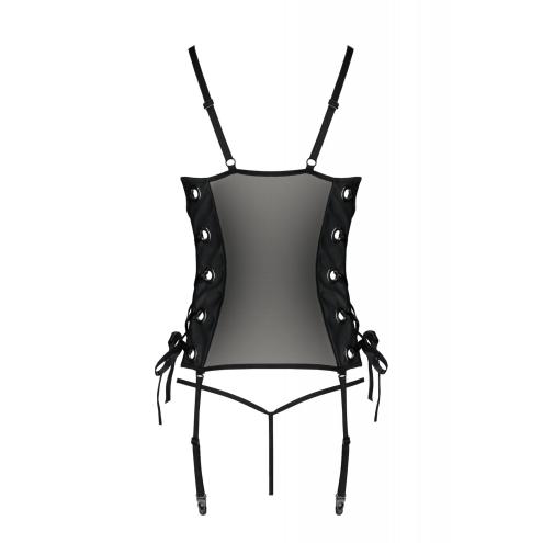 Сетчатый корсет из эко-кожи Malwia Corset black 6XL/7XL — Passion