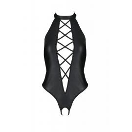Боді з еко-шкіри з імітацією шнурівки та відкритим доступом Nancy Body - Passion, black, Size+, 4XL/5XL - 4