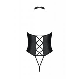 Боді з еко-шкіри з імітацією шнурівки та відкритим доступом Nancy Body - Passion, black, Size+, 4XL/5XL - 2
