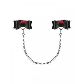Шкіряні наручники-банти із довгим ланцюгом Obsessive A745 cuffs black - 1