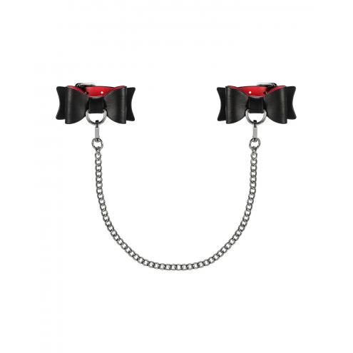 Шкіряні наручники-банти із довгим ланцюгом Obsessive A745 cuffs black