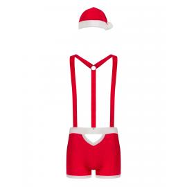 Чоловічий еротичний костюм Санта-Клауса Obsessive Mr Claus S/M, боксери на підтяжках, шапочка з помпоном - 4