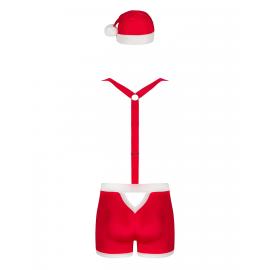 Чоловічий еротичний костюм Санта-Клауса Obsessive Mr Claus S/M, боксери на підтяжках, шапочка з помпоном - 3