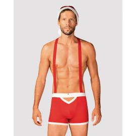 Чоловічий еротичний костюм Санта-Клауса Obsessive Mr Claus S/M, боксери на підтяжках, шапочка з помпоном - 1