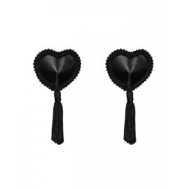 Эротические наклейки на соски с кисточками Obsessive Tassel nipple covers black - 3