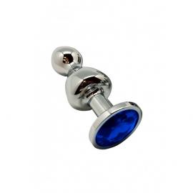 Анальна пробка Wooomy Lollypop Double Ball Metal Plug Blue S - 1