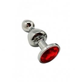 Анальна пробка Wooomy Lollypop Double Ball Metal Plug Red S - 1