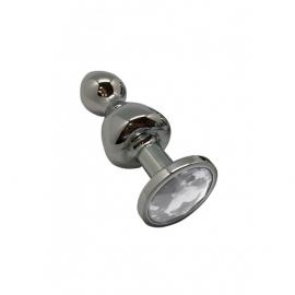 Анальна пробка Wooomy Lollypop Double Ball Metal Plug S - 1