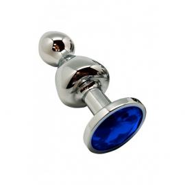 Анальна пробка Wooomy Lollypop Double Ball Metal Plug Blue L - 1