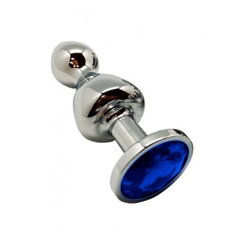 Анальная пробка Wooomy Lollypop Double Ball Metal Plug Blue L