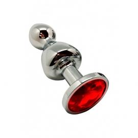 Анальна пробка Wooomy Lollypop Double Ball Metal Plug Red L - 1