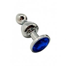 Анальна пробка Wooomy Lollypop Double Ball Metal Plug Blue M - 1