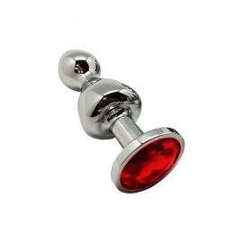 Анальна пробка Wooomy Lollypop Double Ball Metal Plug Red M - 1