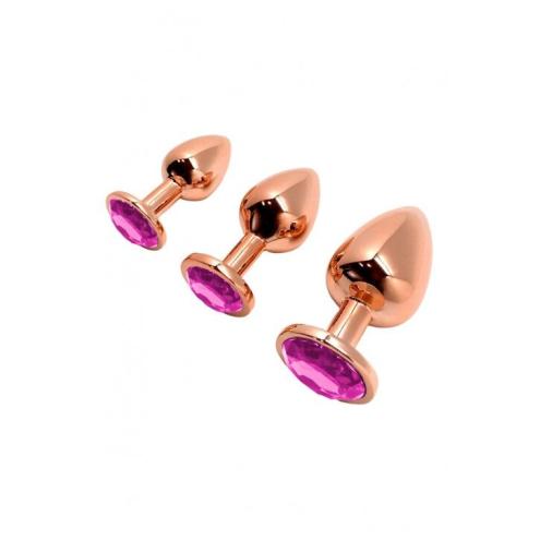 Анальная пробка Wooomy Tralalo Rose Gold Metal Plug MAGENTA L